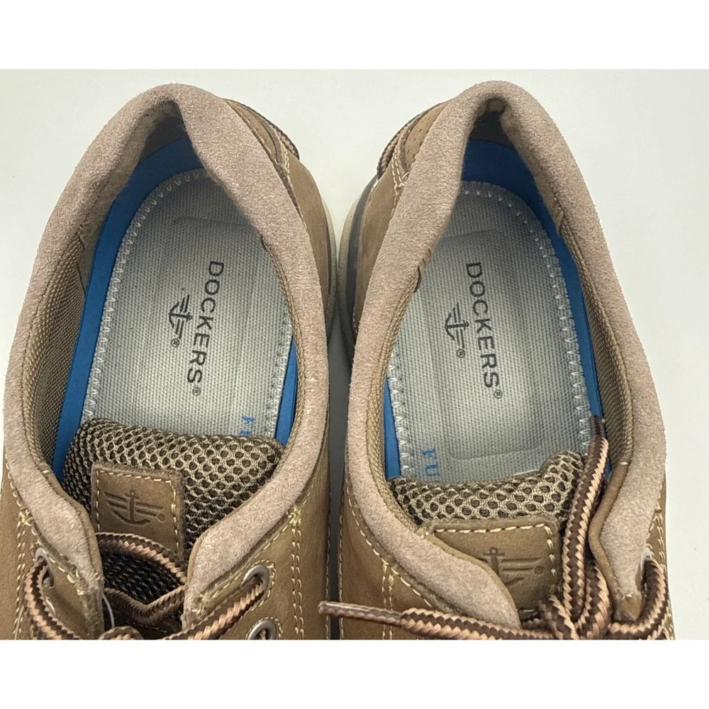 Dockers Men Brown Lace Up Boat‎ Shoes Size  9.5 Tan Laces Fusion Footbed